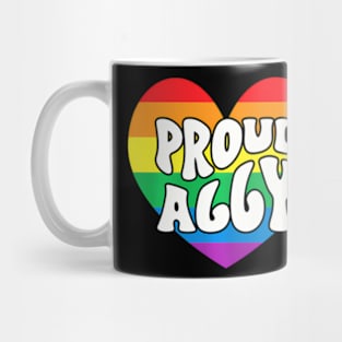 Proud Ally  Heart Support LGBT Pride Groovy Mug